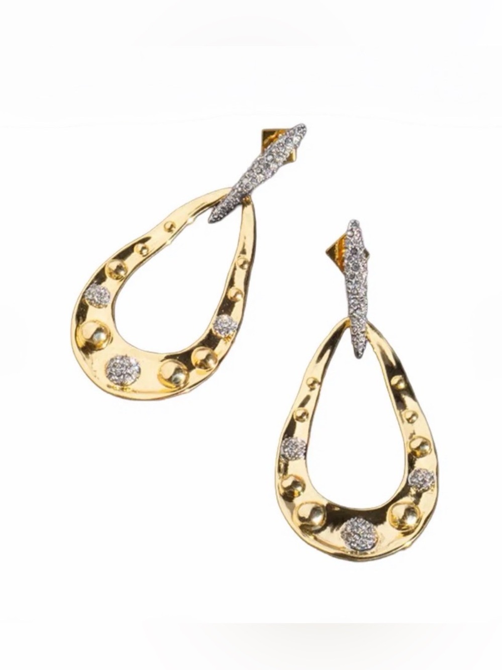 ALEXIS BITTAR Repousse Crystal Dot Studded Teardrop Drop Earrings AU20